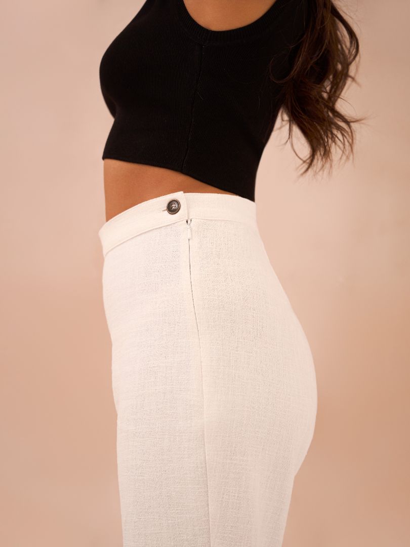 Petite Off White 100% Linen Trousers
