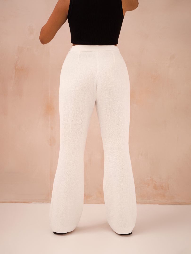 Petite Off White 100% Linen Trousers