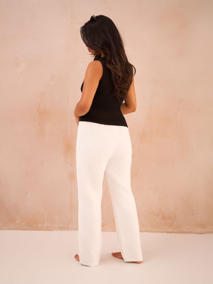 Petite White 100% Linen Straight Leg Lined Trousers