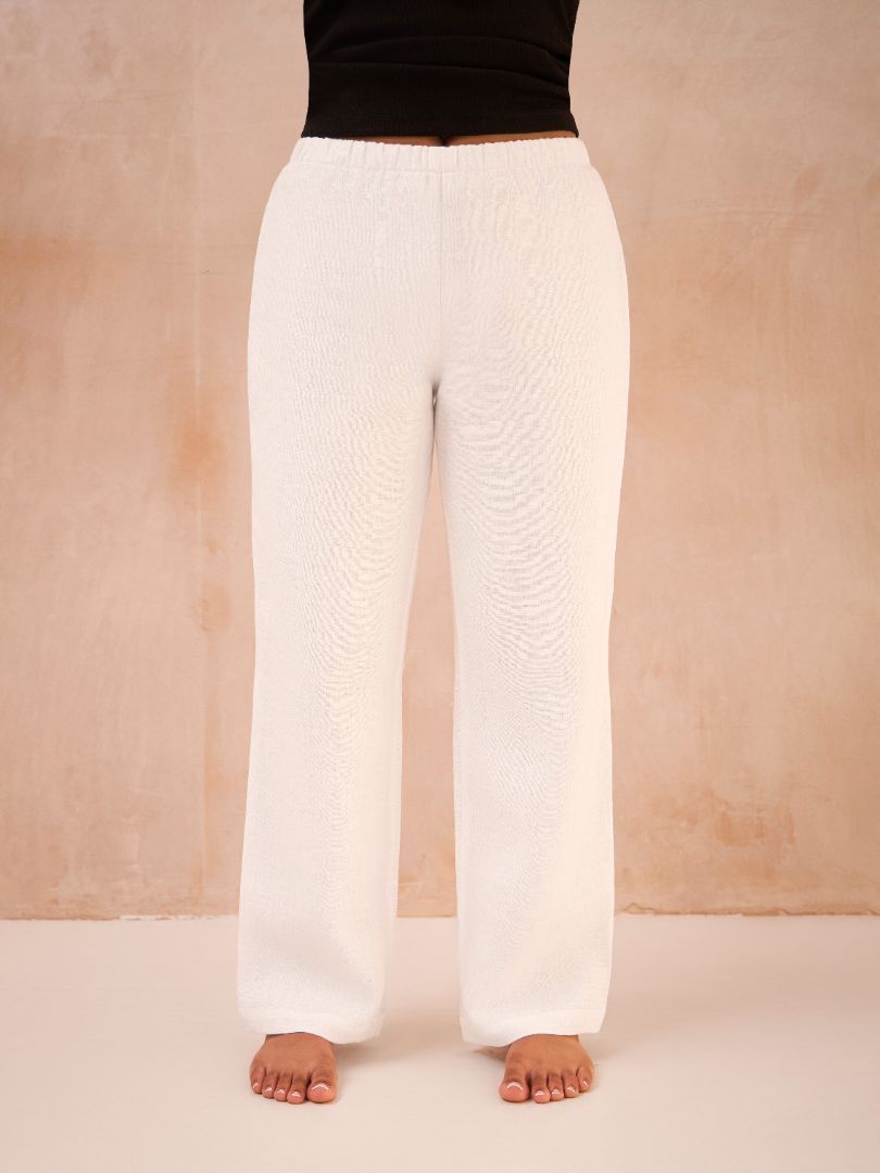 Petite White 100% Linen Straight Leg Lined Trousers