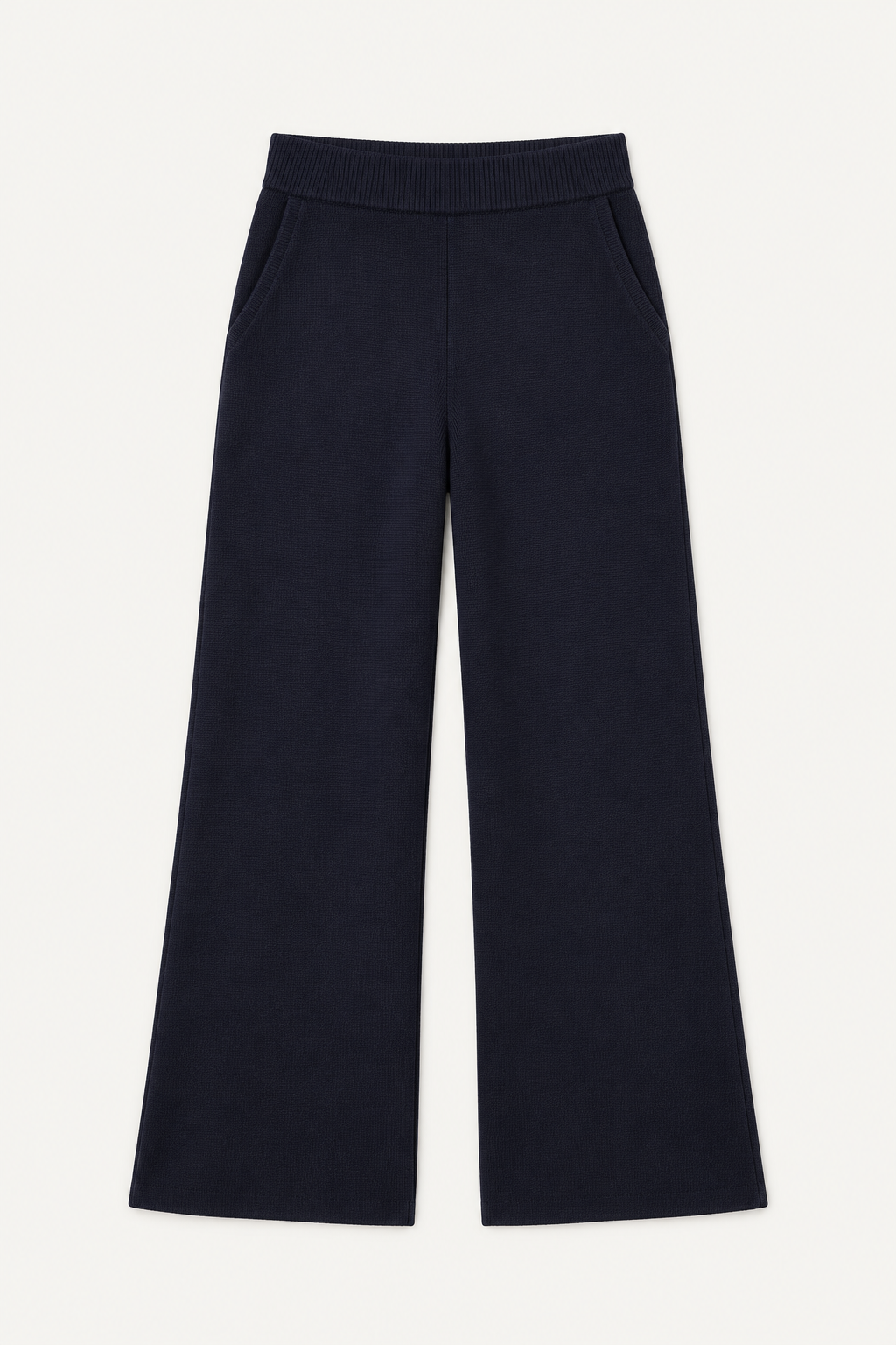 Extra Petite Navy Cotton-Cashmere Knit Trousers – 5&