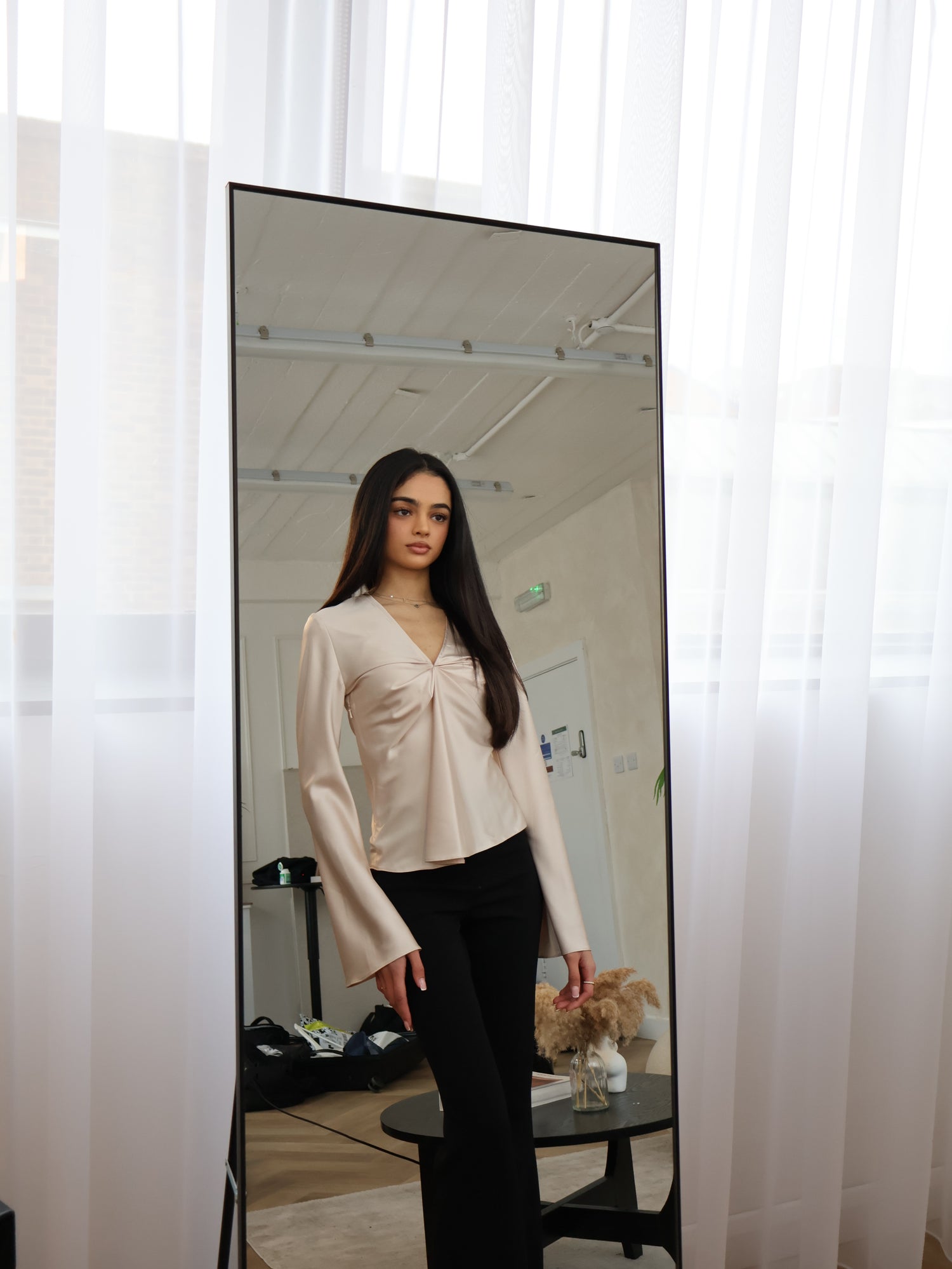 Petite Blush Pink Satin Top