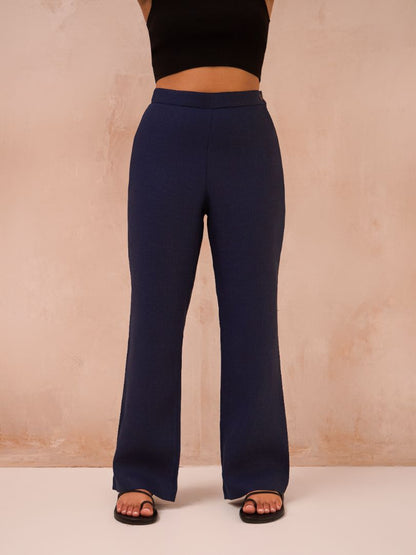 Petite Denim Blue 100% Linen Trousers