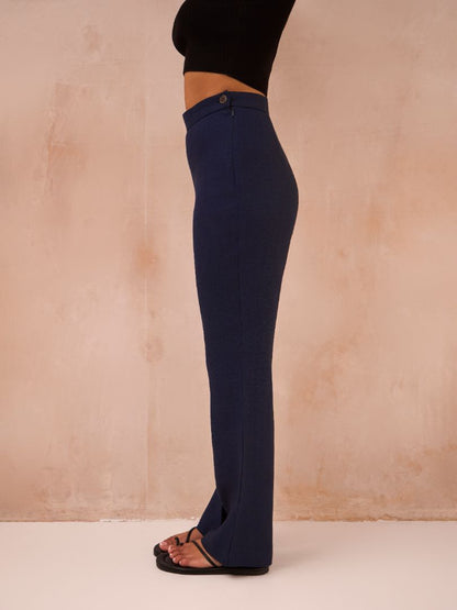 Petite Denim Blue 100% Linen Trousers
