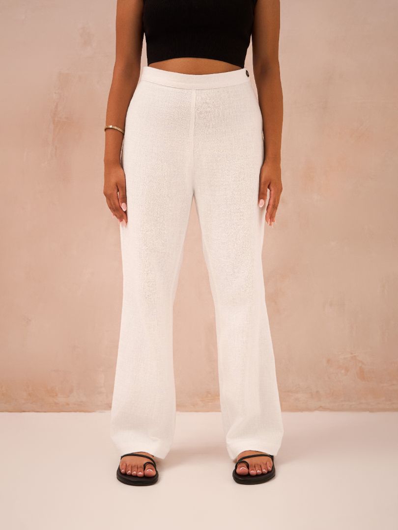 Petite Off White 100% Linen Trousers