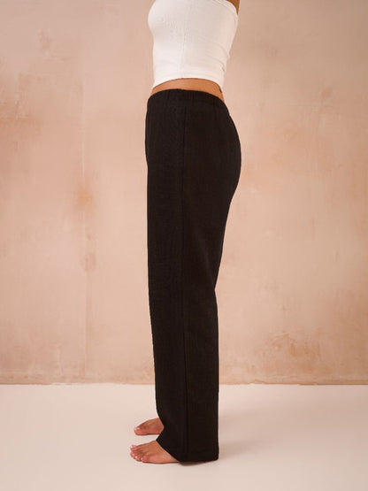 Petite Black 100% Linen Straight Leg Lined Trousers