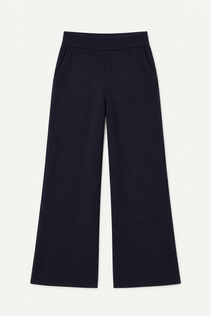 Extra Petite Navy Cotton-Cashmere Knit Trousers – 5&