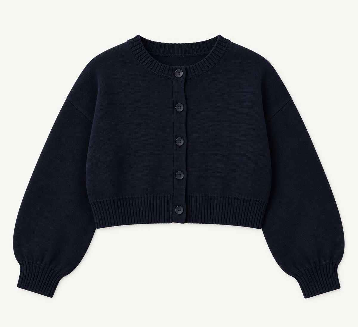 Petite Navy Cotton-Cashmere Knit Cardigan