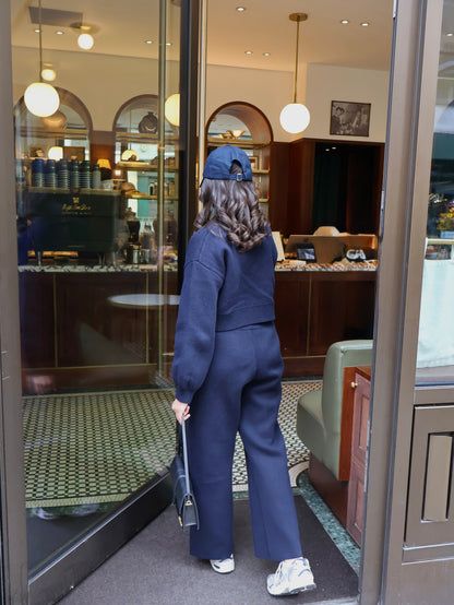 Extra Petite Navy Cotton-Cashmere Knit Trousers – 5&