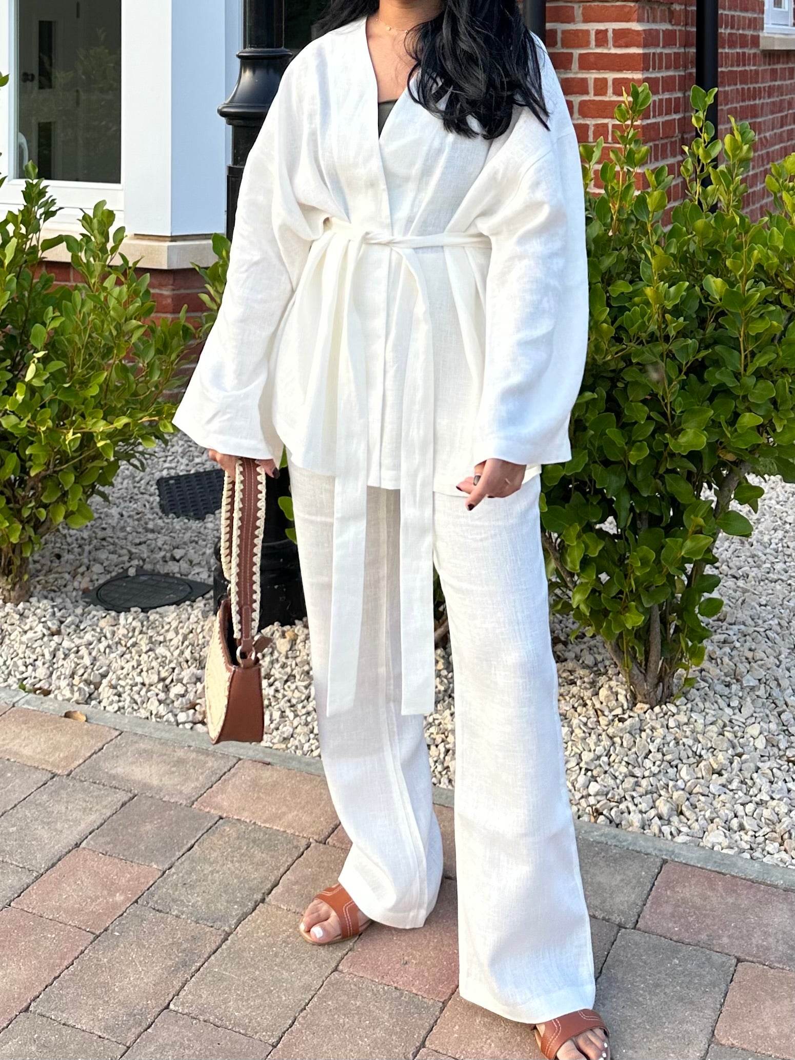 Petite Off White 100% Linen Kimono