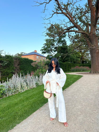 Petite Off White 100% Linen Kimono