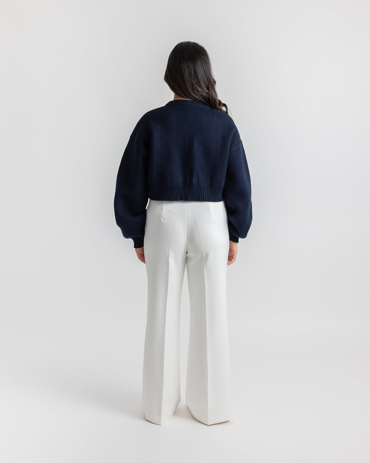 Petite Navy Cotton-Cashmere Knit Cardigan