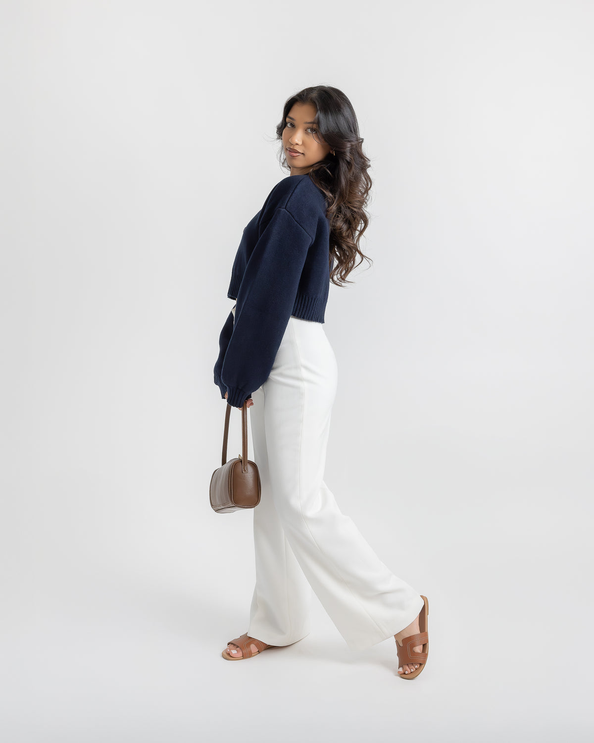 Petite Navy Cotton-Cashmere Knit Cardigan
