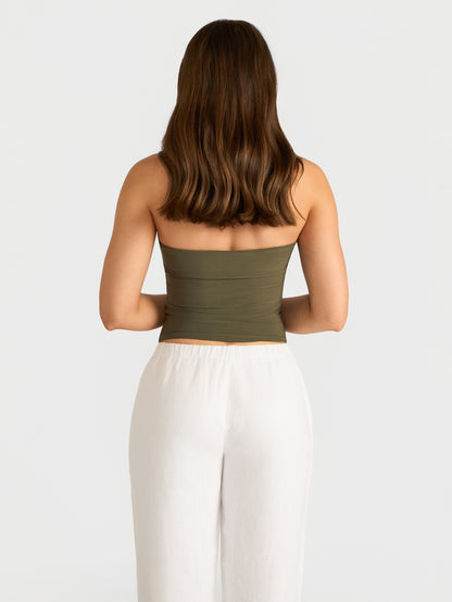 Petite White 100% Linen Straight Leg Lined Trousers