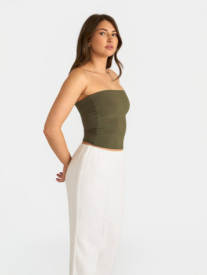 Petite White 100% Linen Straight Leg Lined Trousers