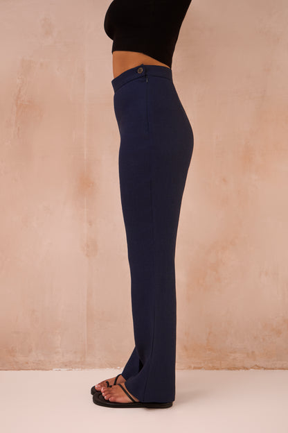Petite Denim Blue 100% Linen Trousers